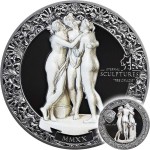 Palau TRE GRAZIE - THREE GRACES by ANTONIO CANOVA series ETERNAL SCULPTURES $10 Silver Coin High Relief Smartminting Technology Marble effect 2020 Black Proof 2 oz